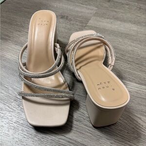 A New Day Women's Beige Heeled Sandals